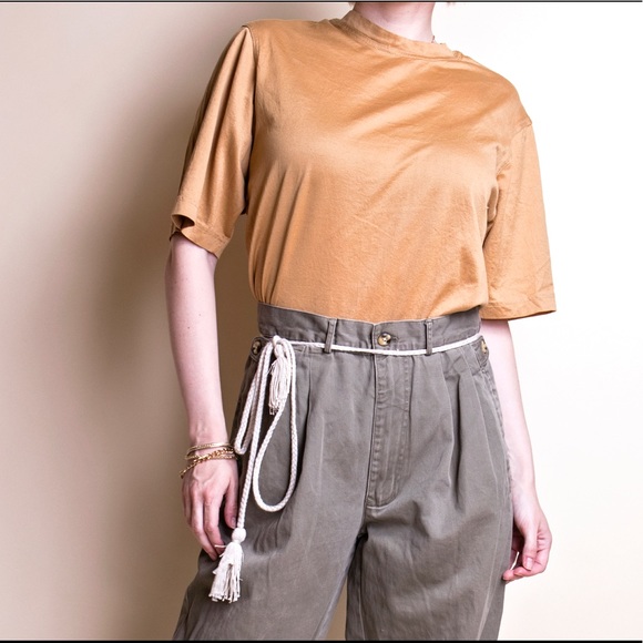 Vintage Tops - Vintage 90s mustard brown thin basic minimal tee